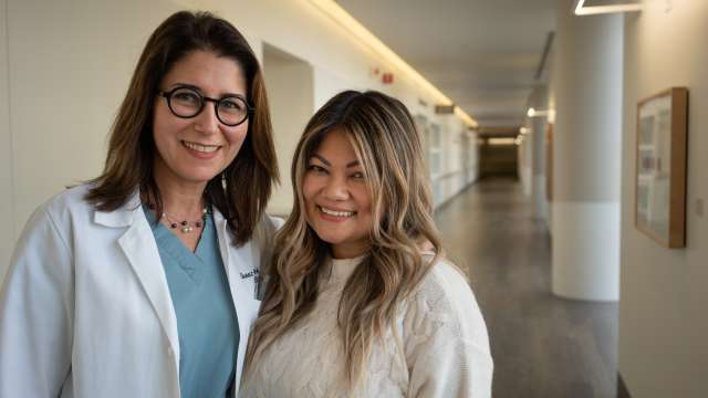 UCLA's Dr. Sanaz Mermarzedh and cancer survivor Grace Geaga