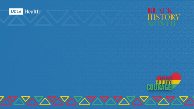 black history month blue zoom background with text that says "justice equity courage"