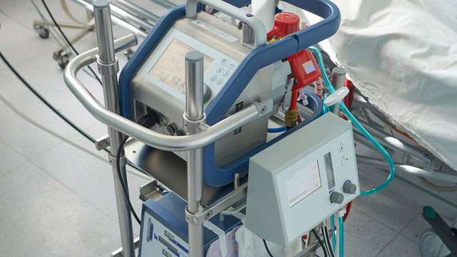 Extracorporeal membrane oxygenation. Working ECMO machine in intensive care department