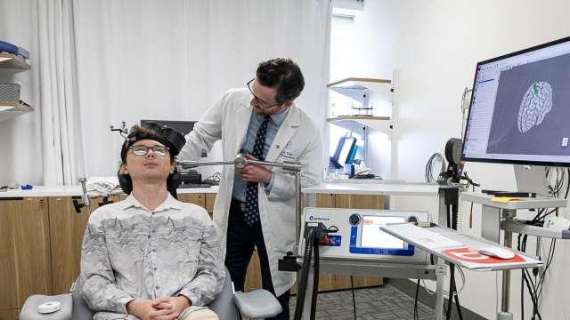 Patient receiving TMS Treatment 