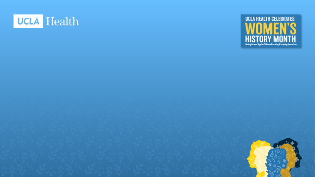 UCLA Health Women’s History Month graphic with text and illustrated silhouettes representing women in health, science, and education.