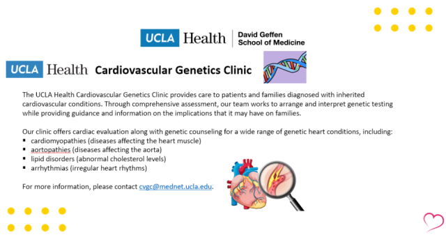 screenshot from the UCLA Health David Geffen School of Medicine Cardiovascular Genetics Clinic
