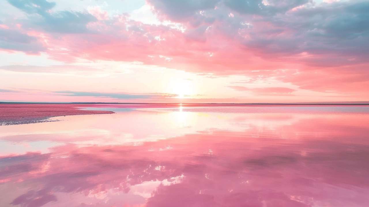 Pink Sunset Over Ocean