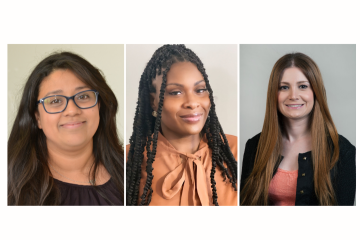 Three DAPM administrative staff members—Carla Gonzalez, Quenesha Caballero, and Lucine Torosian