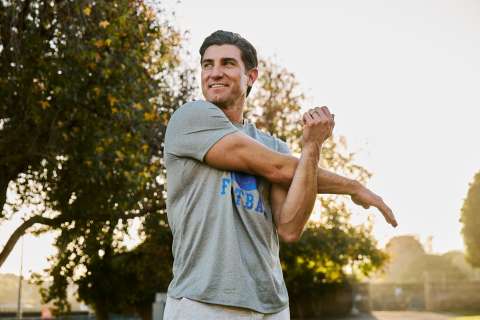 Dr. Josh Goldman stretches.