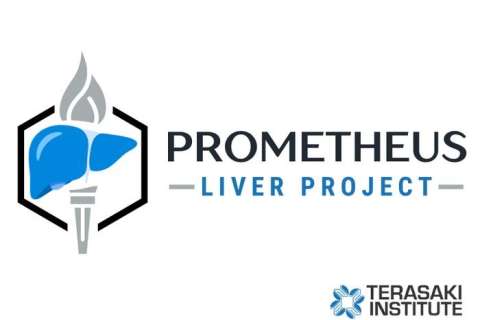 Prometheus Liver Project logo with stylized liver-and-torch emblem and Terasaki Institute