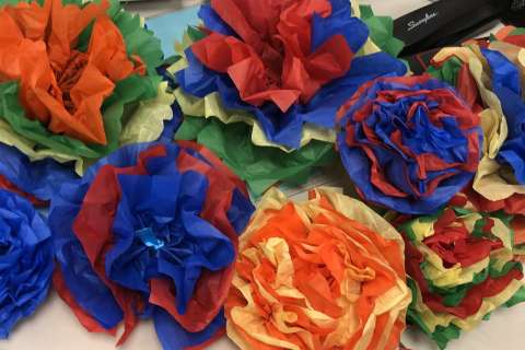Flowers made out of tissue paper