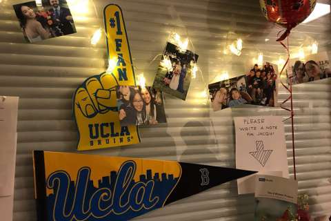 UCLA decorations in the hospital room