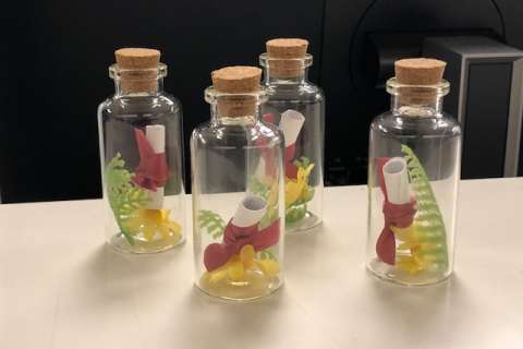 Decorated vials with EKG strips