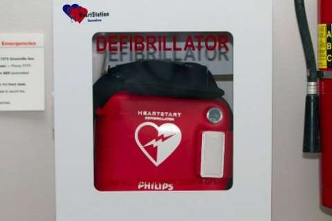 Automated external defibrillator can be found in many public locations. (Photo courtesy of the American Heart Association)