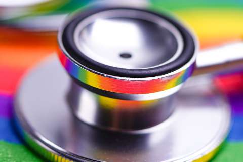 LGBTQ+ colors and stethoscope
