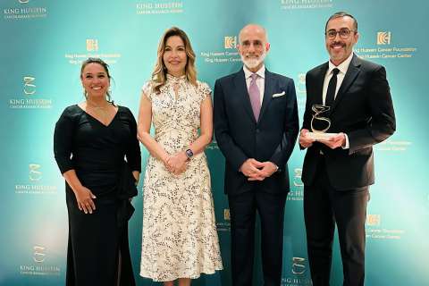 Dr. Sedrak with his wife and His Majesty, Prince Talal bin Muhammad and Her Royal Highness, Princess Ghida Talal. 