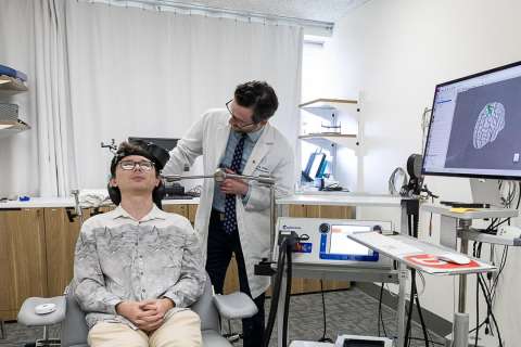 Patient receiving TMS Treatment 