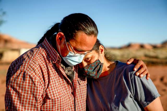 A Navajo husband and wife encourage one another 