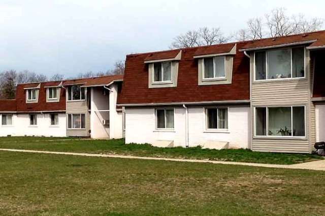 Front of apartment buildings