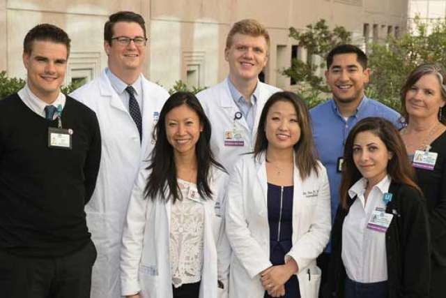 Back row, from left: Kevin Noel, William Carroll, MD, Andrew Weber, MD, Jesus Valdez and Darcie Miller; front row: Yihan Chen, MD, Sun Yoo, MD, and Varsenik Papazyan-Gutierrez.