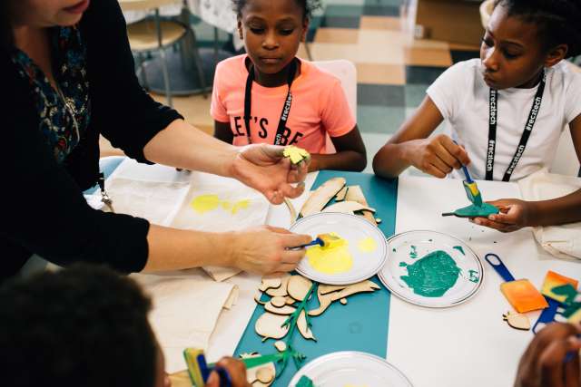 Children engaged in recreational center activities