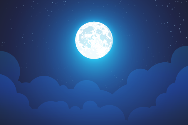 Illustration of moon in night sky