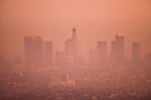 A hazy and smoggy day in Los Angeles.