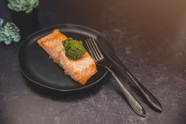 A serving of salmon.