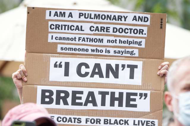 Doctors and other health care workers showed their support for Black Lives Matter following the death of George Floyd.