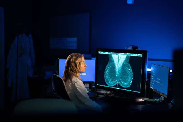 Dr. Hannah Milch reading a mammogram.