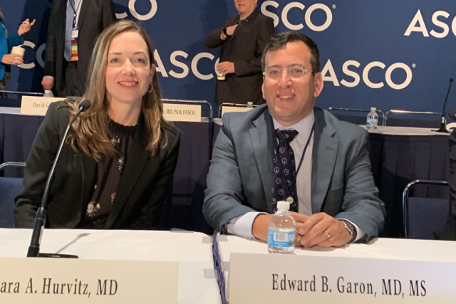 Dr. Sara Hurvitz and Dr. Edward Garon at the 2019 American Society of Clinical Oncology conference