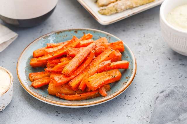 fresh Roasted Carrot Fries on a plate