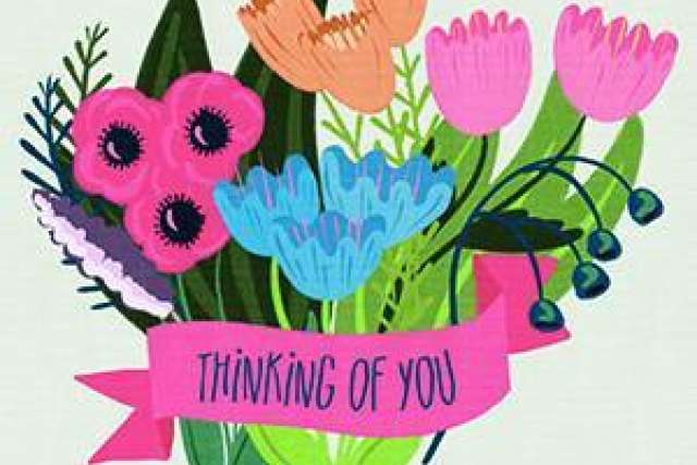 Flowers with Thinking of You ribbon
