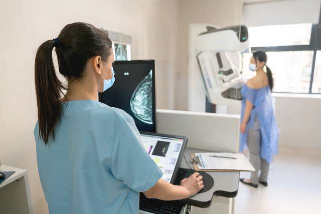 Women receives mammogram