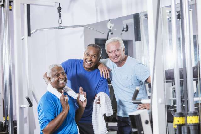 Group of senior men in the gym