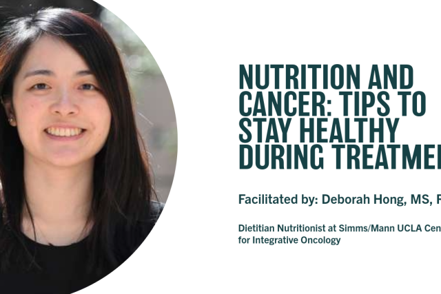 Poster for webinar, “Nutrition and cancer: tips to stay healthy during treatment” . Details in Webinar