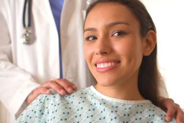 Female patient with doctor