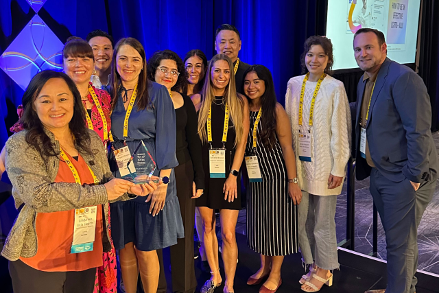 UCLA Health digital strategy team posing together at the 2023 eHealthcare Leadership Awards after receiving multiple honors.