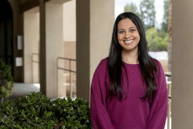 Aditi Wahi-Singh is a clinical oncology social worker with the Simms/Mann-UCLA Center for Integrative Oncology. (Photo by Joshua Suddock/UCLA Health)