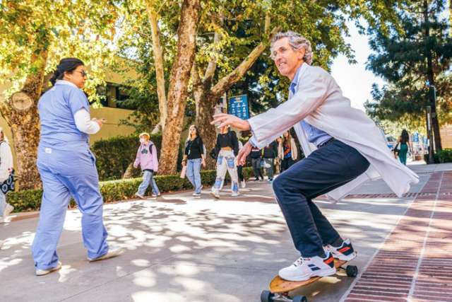 Dr. Mark Sklansky on a Skateboard