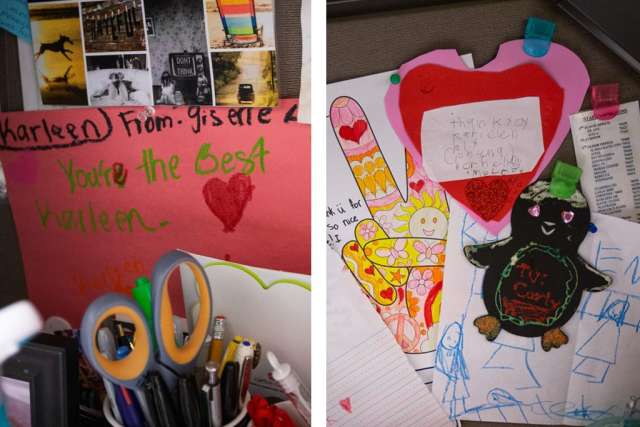Side-by-side images of artwork given to Karleen Wray by her patients