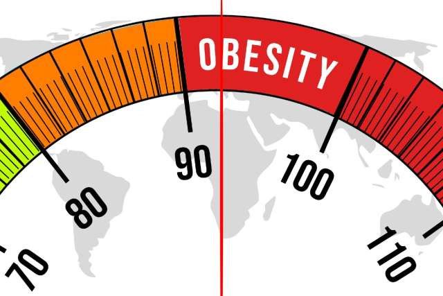 obesity scale with world image background