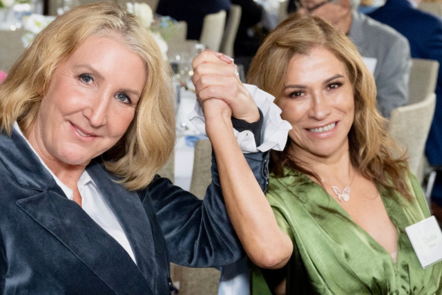 Mary Klein, left, and Dia Williams at a luncheon