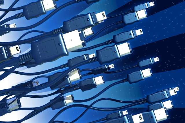 A group of data cables 
