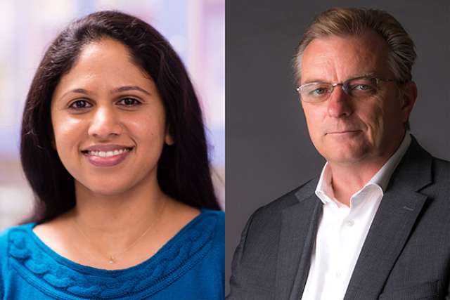 Kruttika Bhat, the study's lead author, and Dr. Frank Pajonk, the senior author.