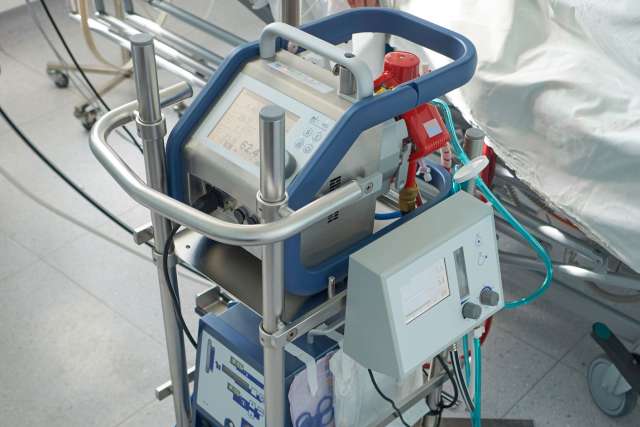 Extracorporeal membrane oxygenation. Working ECMO machine in intensive care department