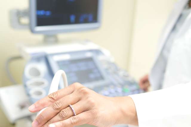 Pregnant patient having ultrasound 