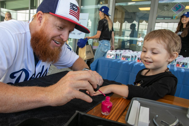 UCLA Mattel Children's Hospital patients receive spa treatments from Justin Turner during BeYOUtiful Day, celebrating self-confidence.
