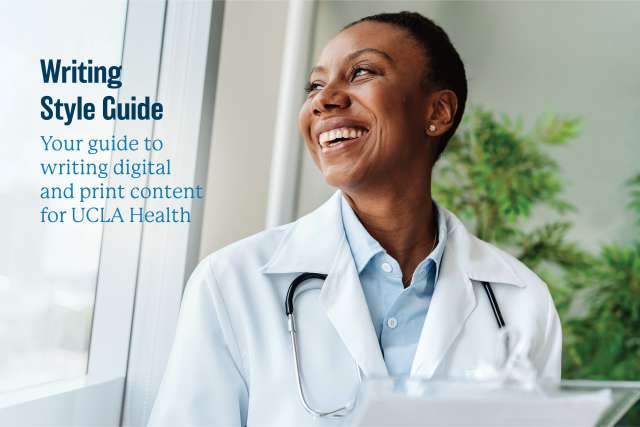 UCLA health writing style guide cover image of a female doctor smiling
