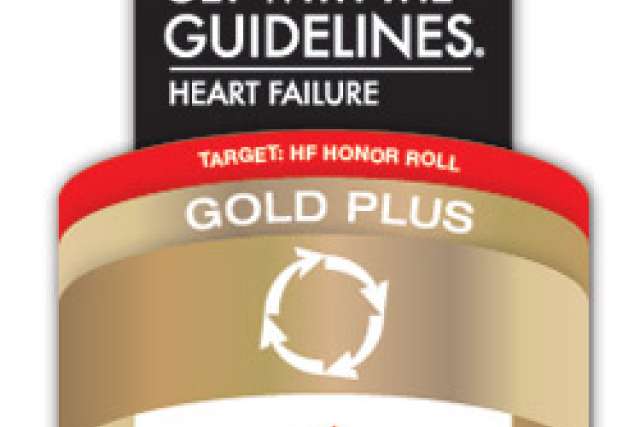 Gold Plus award badge for heart failure guidelines, 2018.