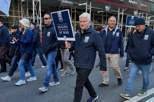 Chancellor Gene Block and other members of the Operation Mend contingent participated in New York City's Veterans Day parade.