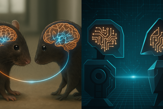 Graphic image of mice and AI brains