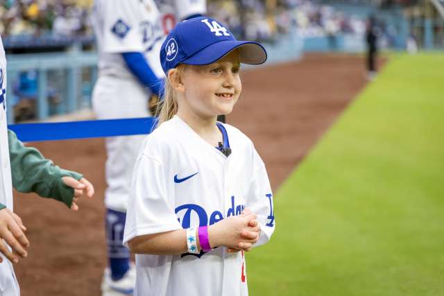 Seersha Sulack on the field at Dodger Stadium