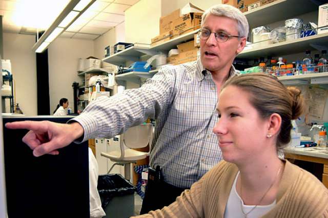 UCLA cancer research pioneer Dr. Owen Witte and colleague